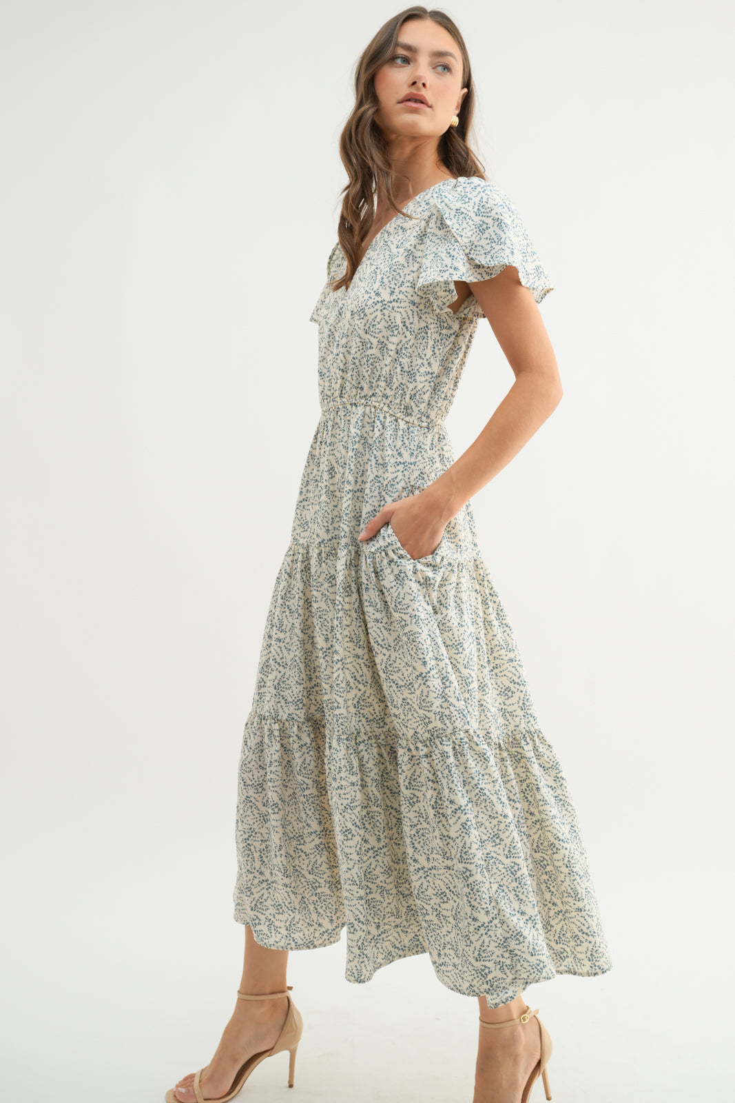 Riley Tulip Sleeve Midi Dress