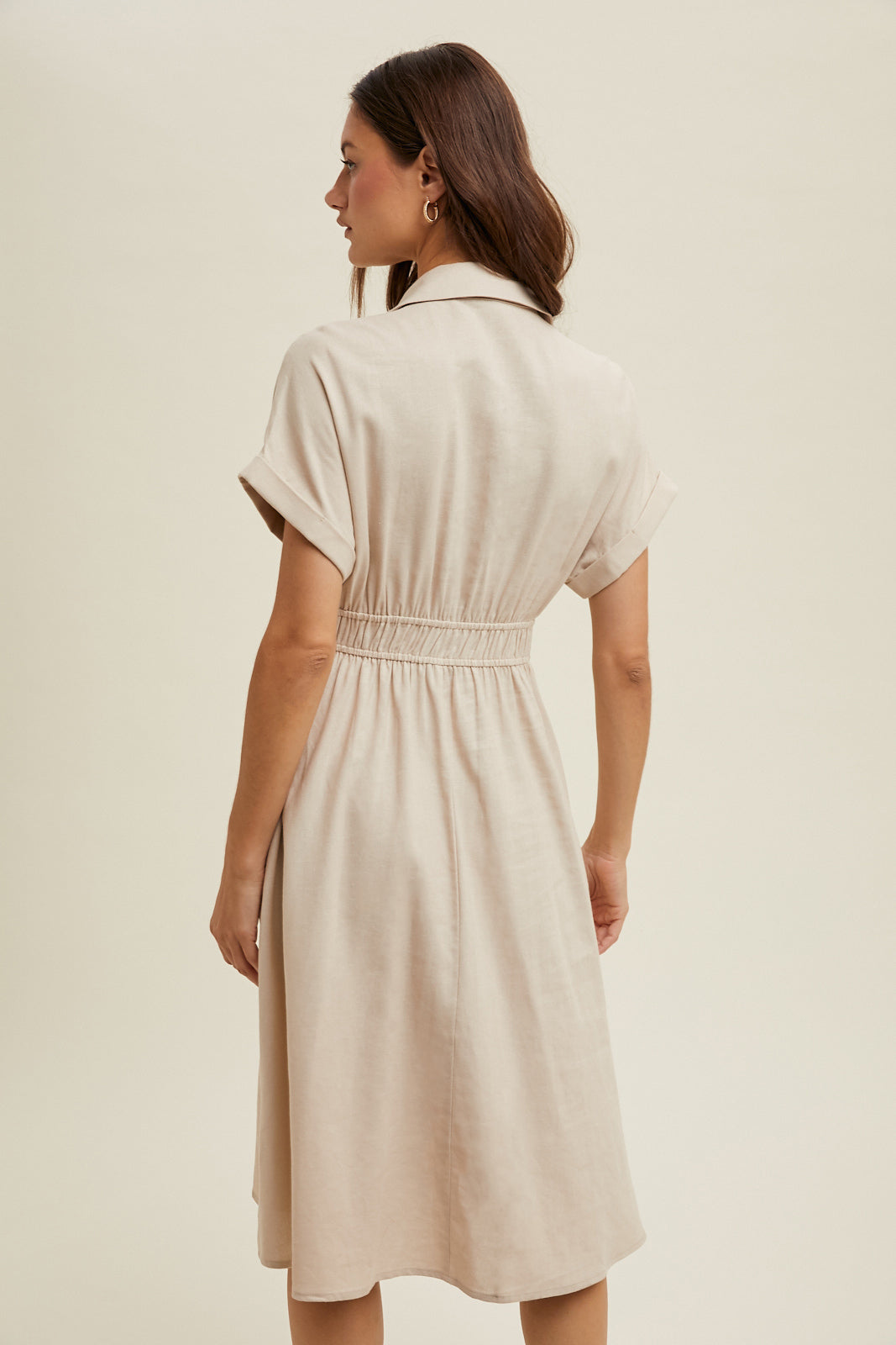 Bennett Collared Smocked Waist Midi Dress