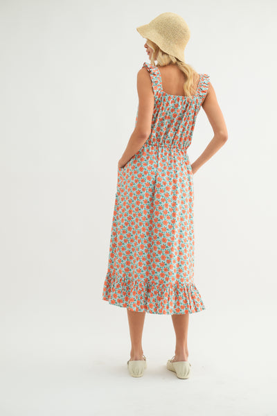 Suzanna Ruffle Sleeve Midi Dress