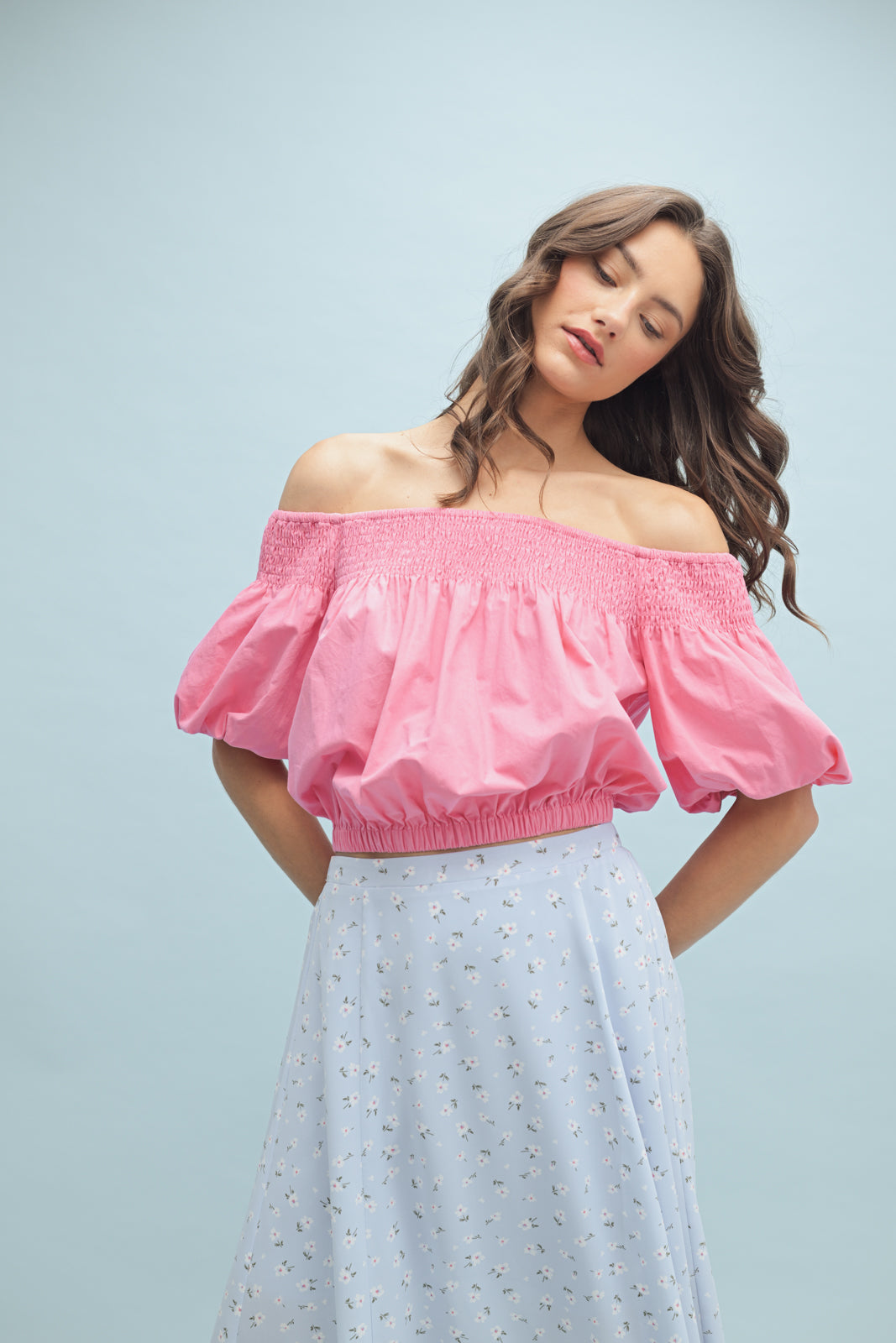 Bubble Gum Off Shoulder Top
