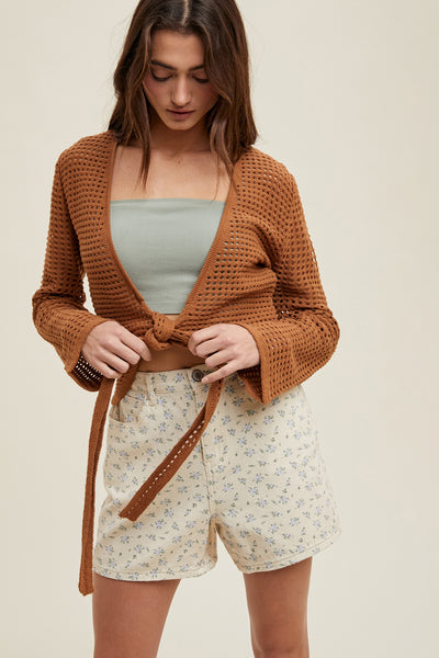Jameson Open Knit Self Tie Cardigan