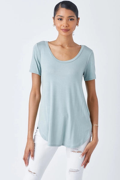 Claire Scoop Neck Basic Tee