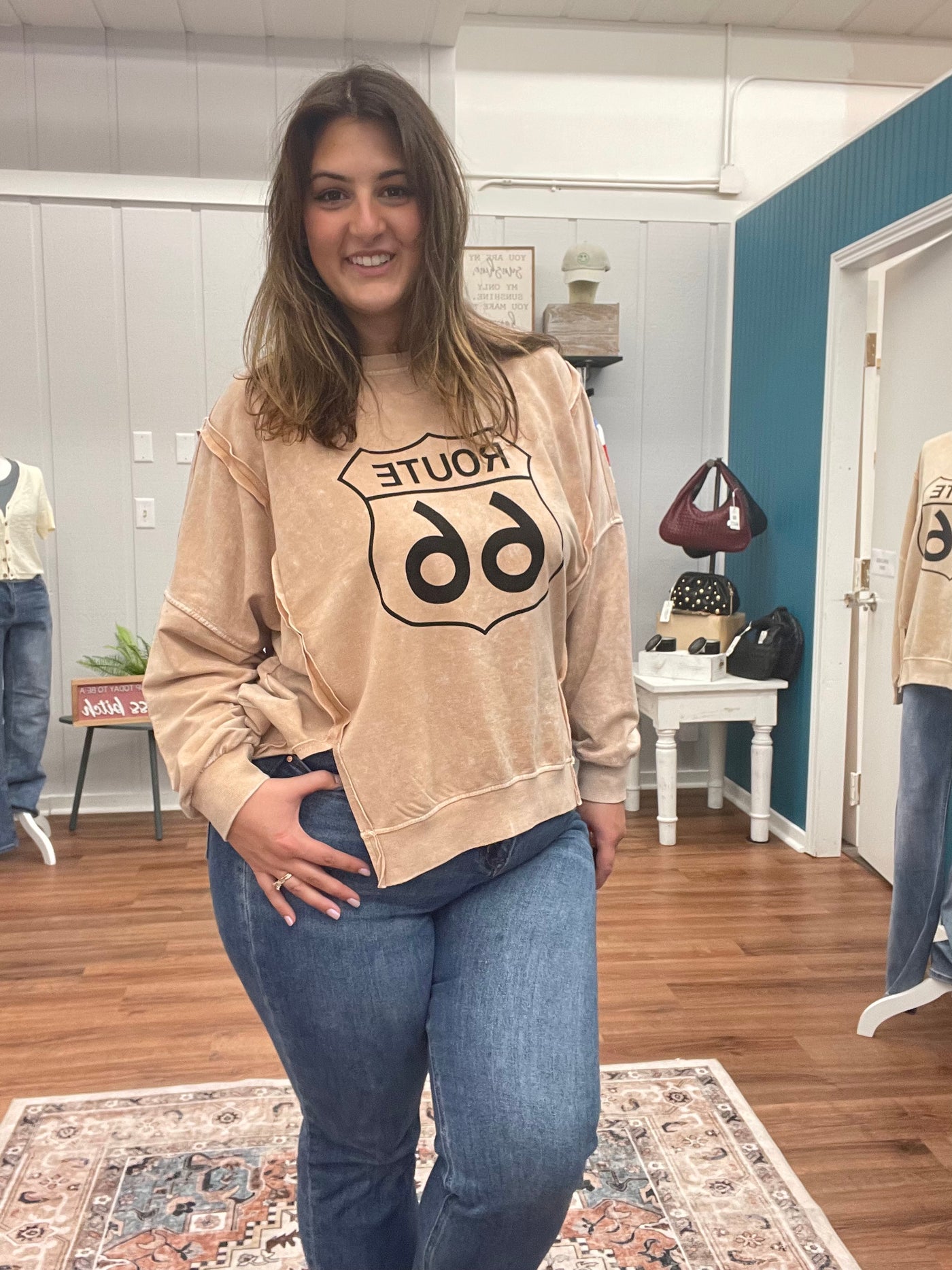 Route 66 Long Sleeve Knit Top