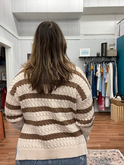 Margot Side Slit Cable Knit Sweater