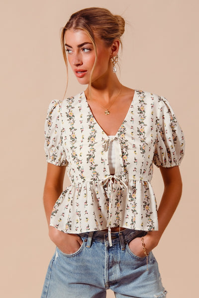 Lucca Floral Tie Front Blouse