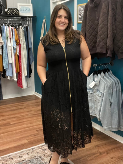 Lyndsey Sleeveless Lace Midi Dress