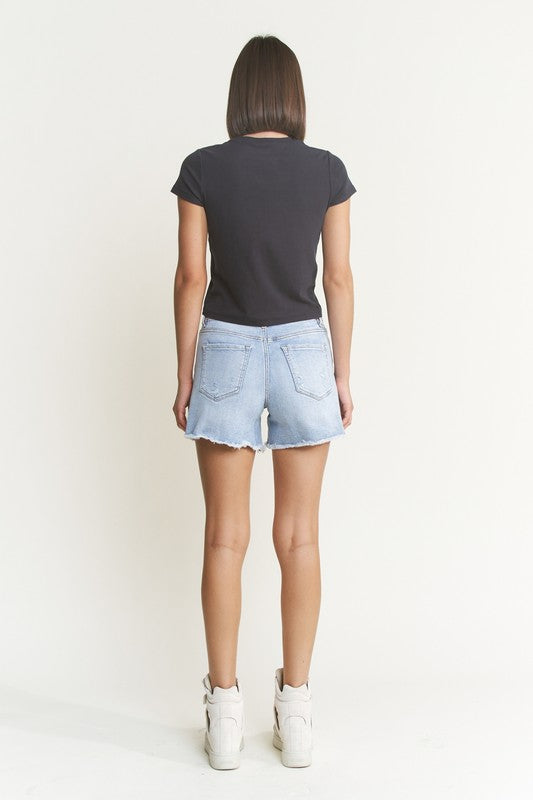 Pearl Super High Rise Denim Fray Short