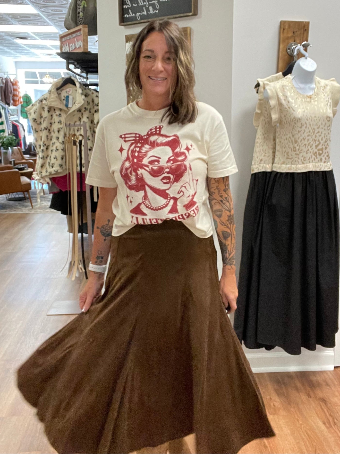 Tinley Suede Flare Midi Skirt