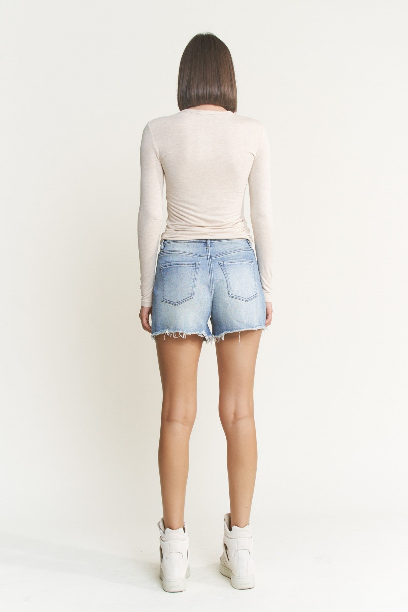 Maui High Rise Frayed Denim Short