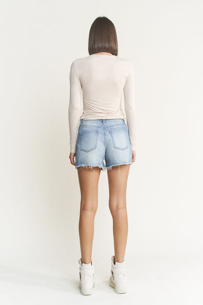 Maui High Rise Frayed Denim Short
