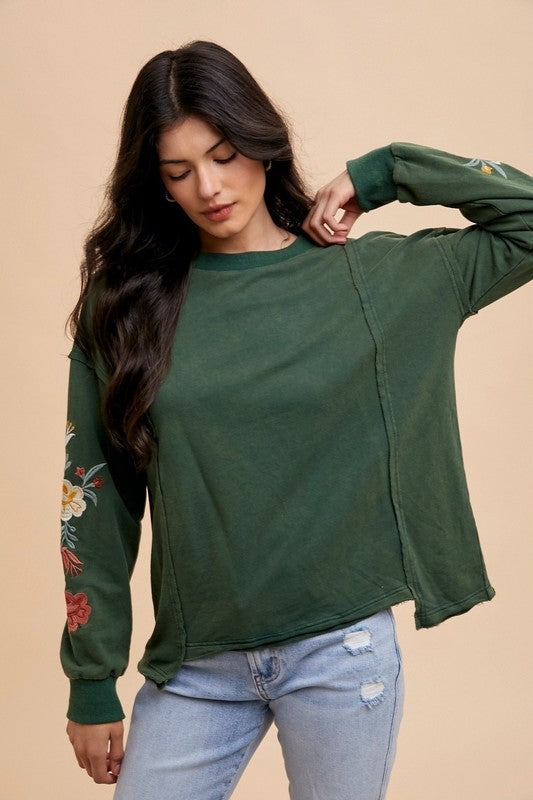 Lynne Floral Accent Pullover Top