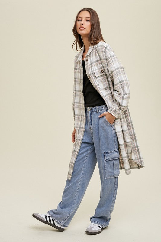 Violet Plaid Shacket Jacket