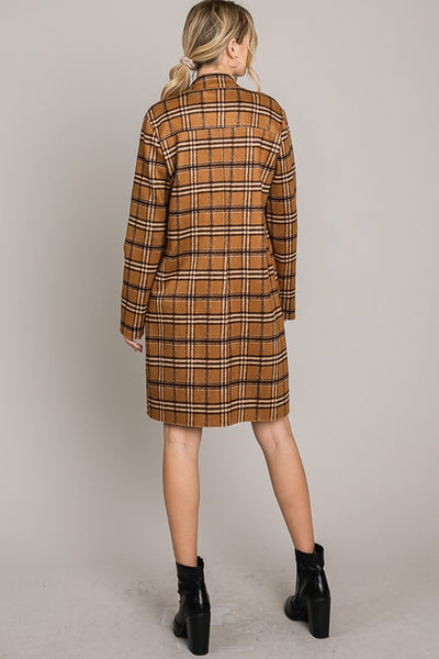 Livi Camel Tartan Plaid Coat