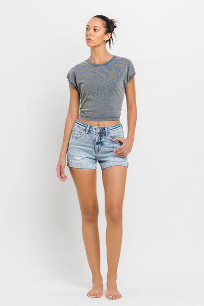 Aspen High Rise Cuffed Denim Short