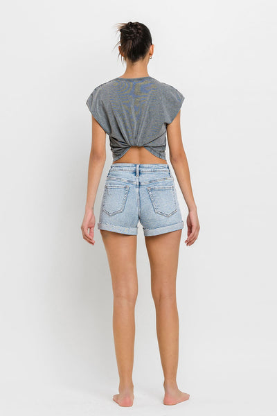 Aspen High Rise Cuffed Denim Short