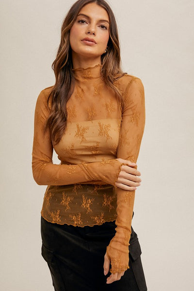 Luna Mock Neck Lace Top