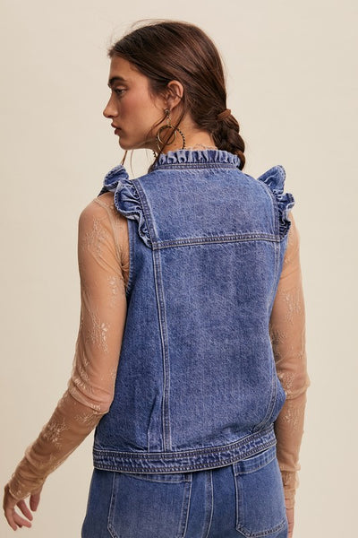 Roxanne Ruffled Denim Vest