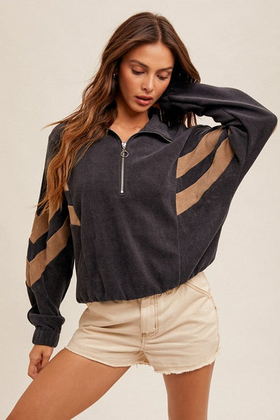 Tara Corduroy Half Zip Top