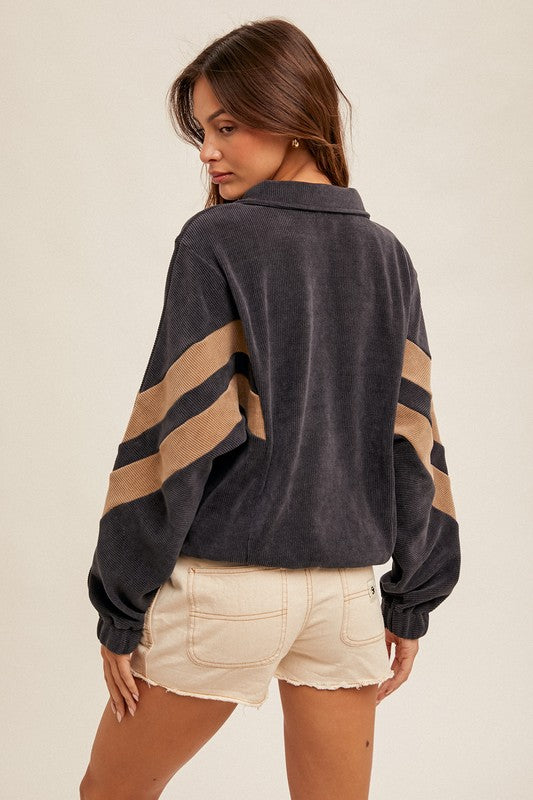 Tara Corduroy Half Zip Top