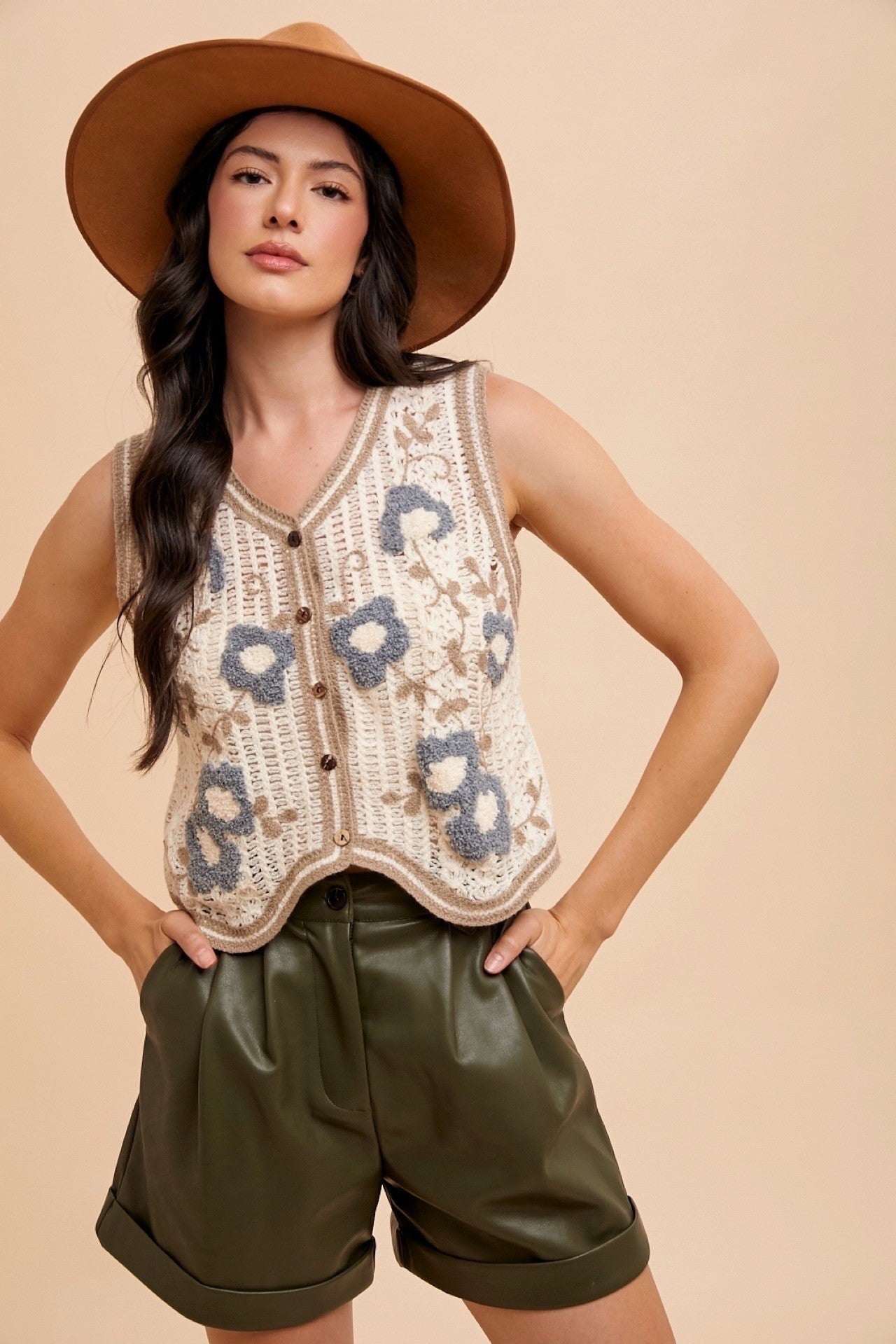 Natalie Crochet Sweater Vest
