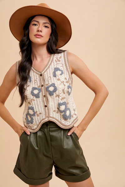 Natalie Crochet Sweater Vest