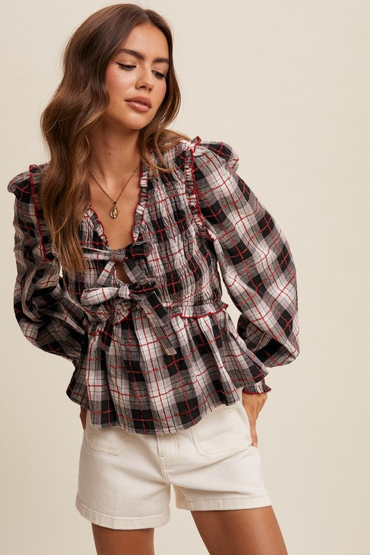 Sabrina Front Bow Tie Blouse