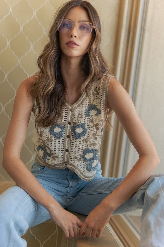 Natalie Crochet Sweater Vest