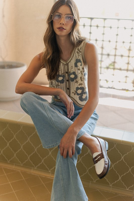 Natalie Crochet Sweater Vest