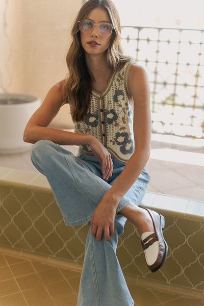 Natalie Crochet Sweater Vest