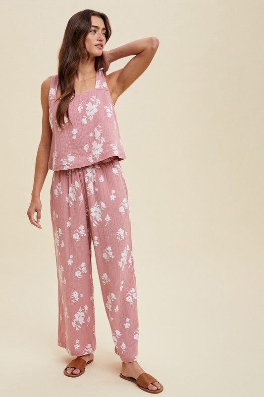 Rosie Floral Print Crop Set