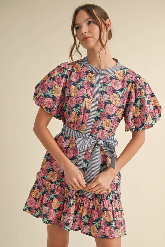 Taylor Contrast Print Mini Dress