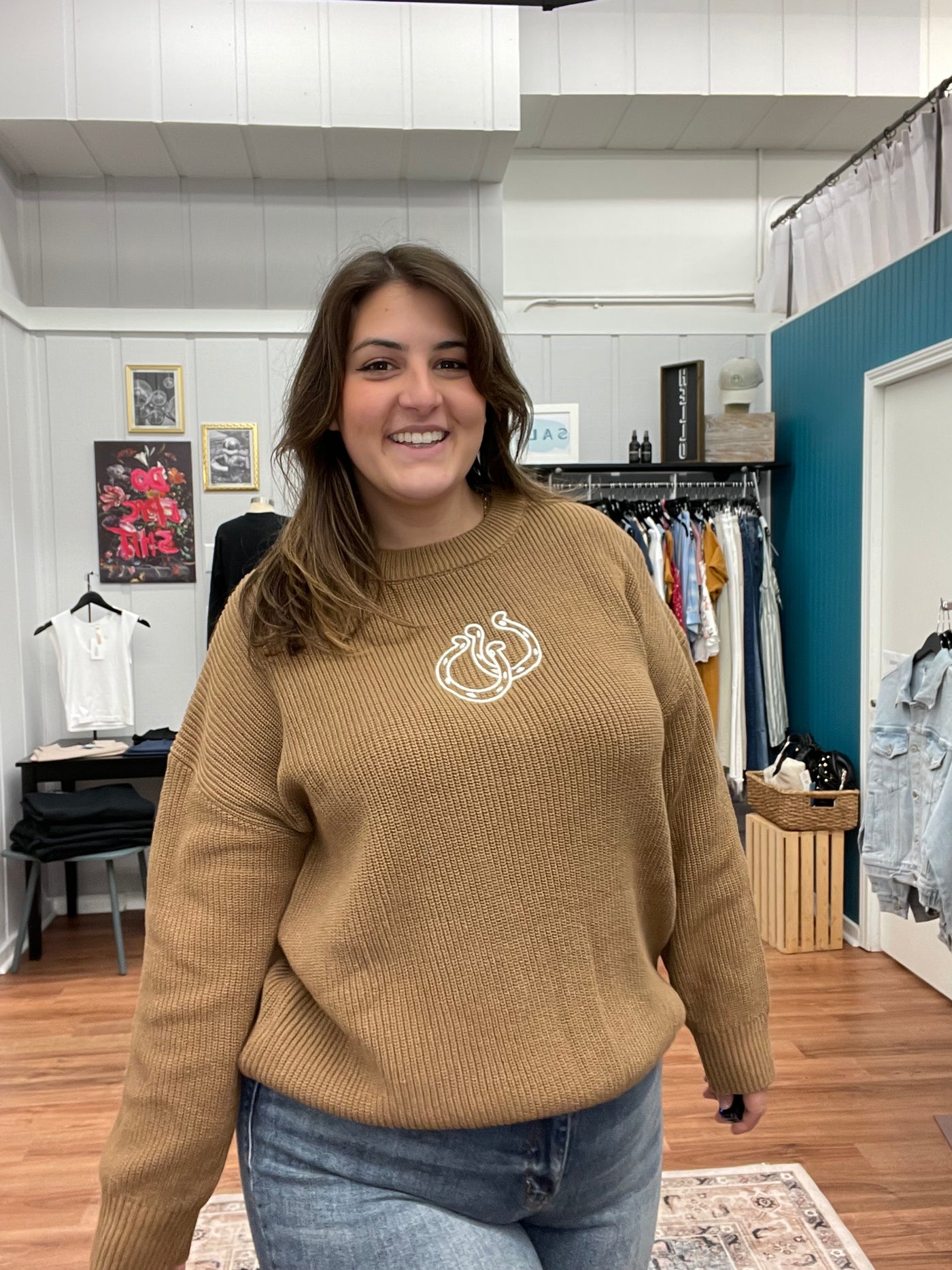 Lucky Double Horseshoe Knit Sweater