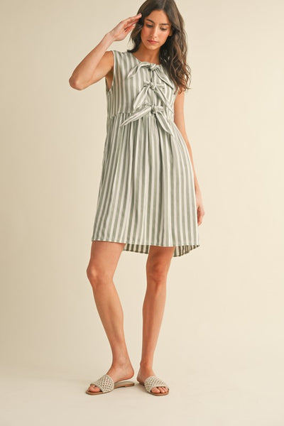 Sadie Striped Bow Detail Mini Dress