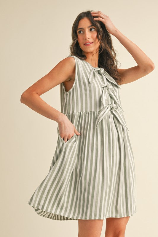 Sadie Striped Bow Detail Mini Dress
