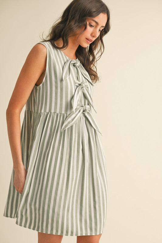 Sadie Striped Bow Detail Mini Dress