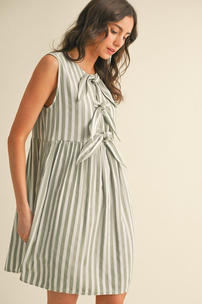 Sadie Striped Bow Detail Mini Dress