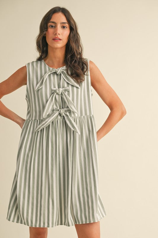 Sadie Striped Bow Detail Mini Dress