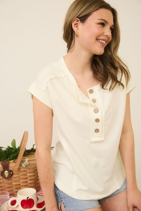 Reagan Short Sleeve Henley Top