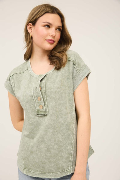 Reagan Short Sleeve Henley Top