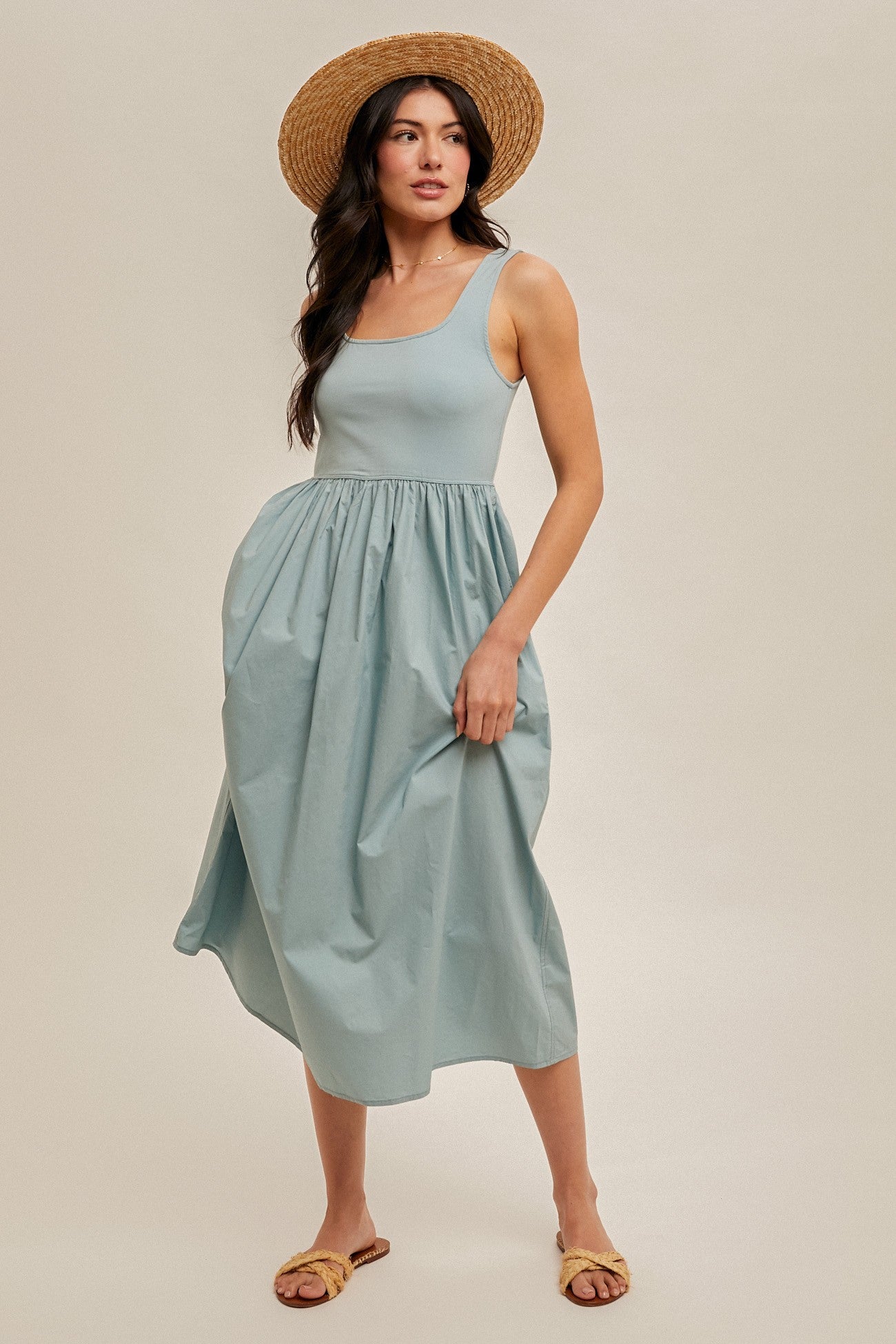 Amayah Mixed Media Midi Dress