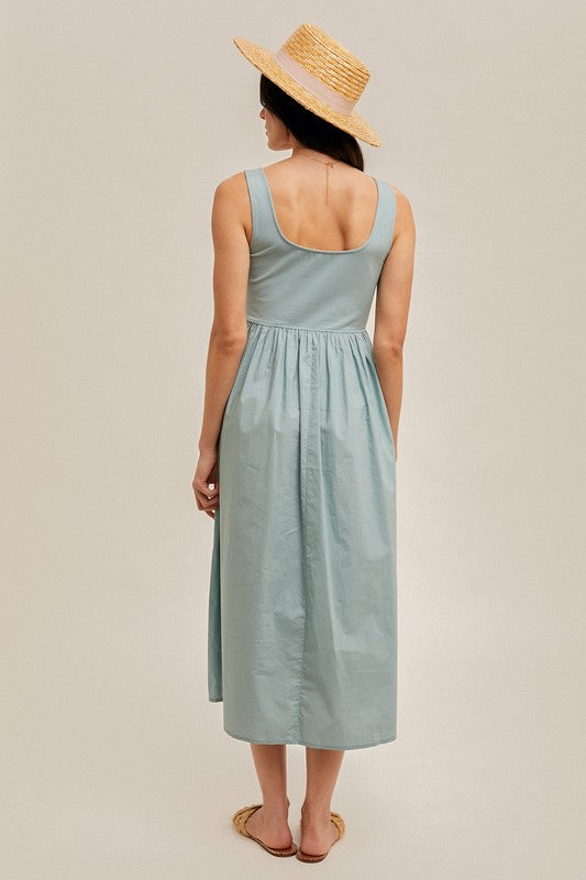 Amayah Mixed Media Midi Dress