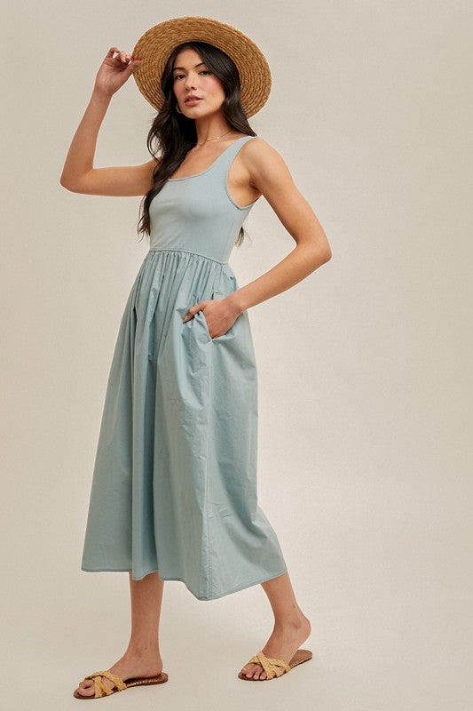 Amayah Mixed Media Midi Dress