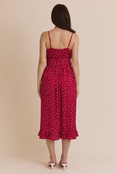 Stacey Red Dot Midi Dress