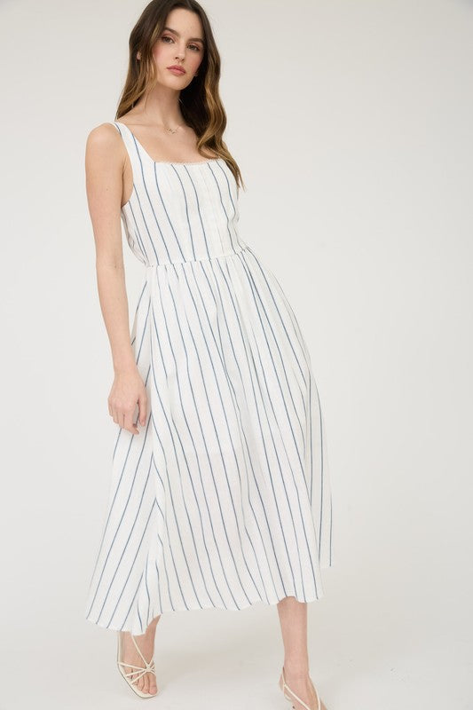 Sophia Front Hook Lace Trim Midi Dress