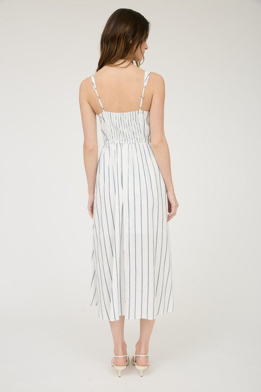Sophia Front Hook Lace Trim Midi Dress