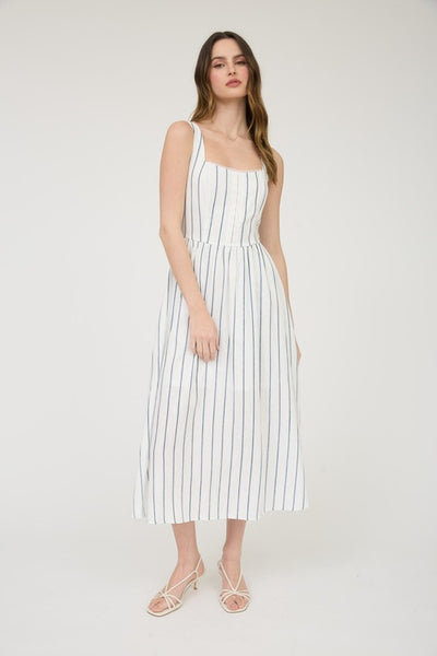 Sophia Front Hook Lace Trim Midi Dress