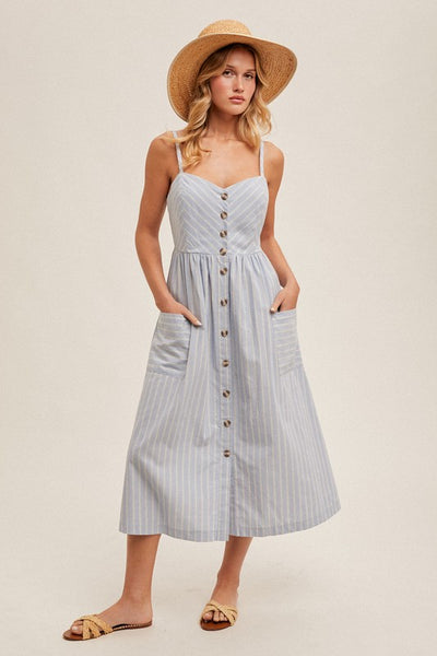 Danielle Striped Button Down Midi Dress