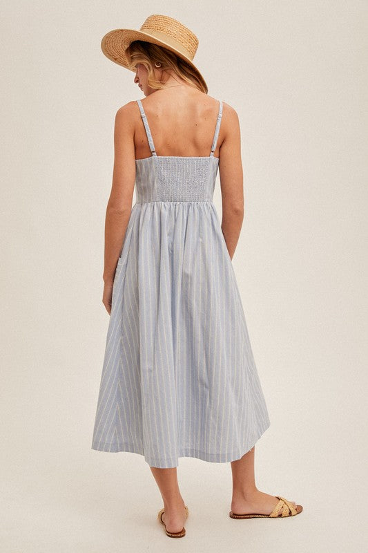 Danielle Striped Button Down Midi Dress