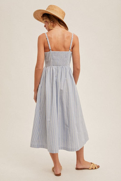 Danielle Striped Button Down Midi Dress