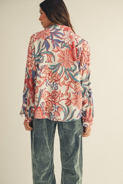 Royale Floral Print Feathered Shirt